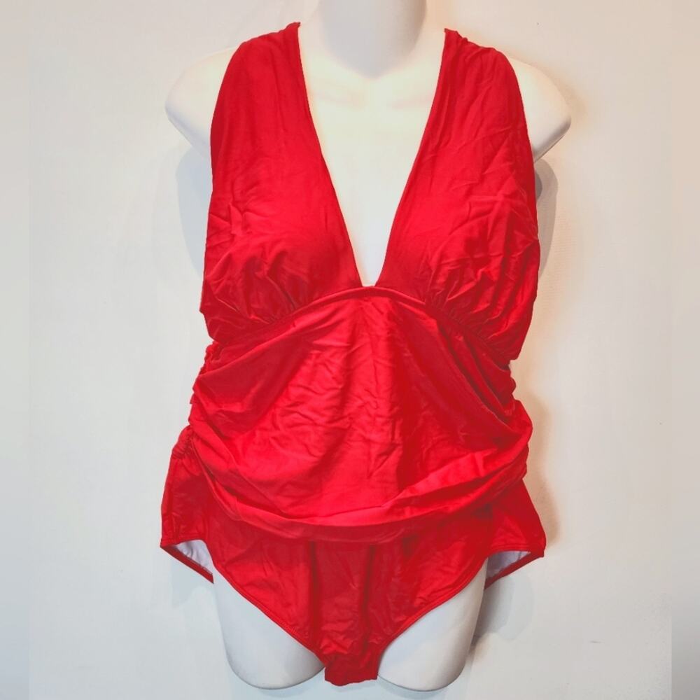 New Red Swimsuit Cross Back‎  Slimming Bathing Suit 560 Plus Size 3X